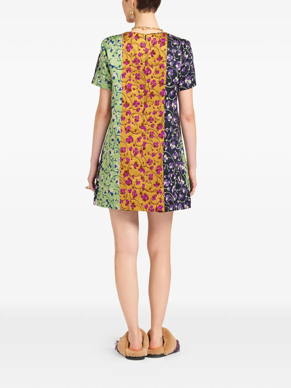 La Doublej Swing Tricolor Floral Mini Mini Dress