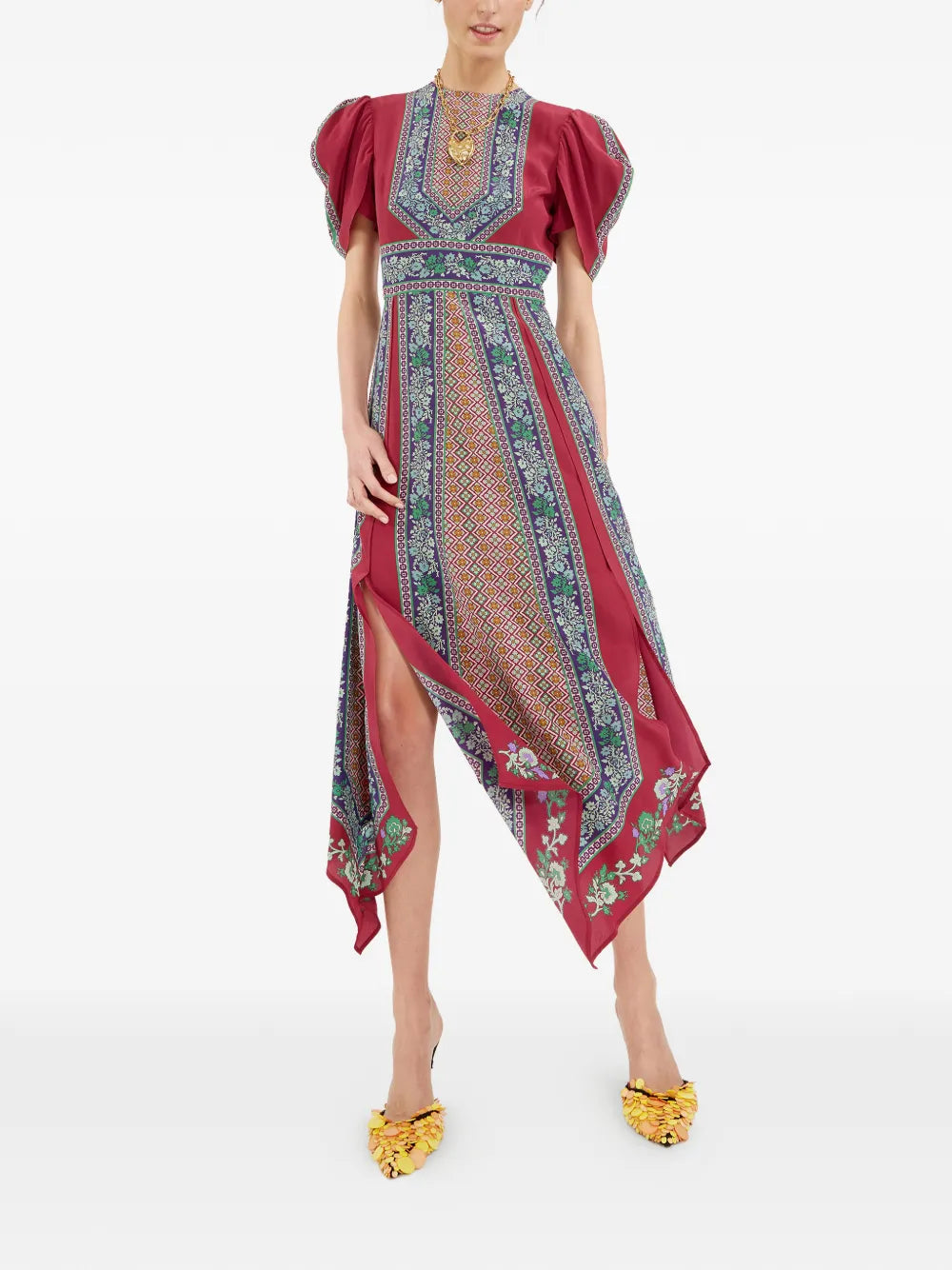 La Doublej Puffed Sleeved Midi Dress
