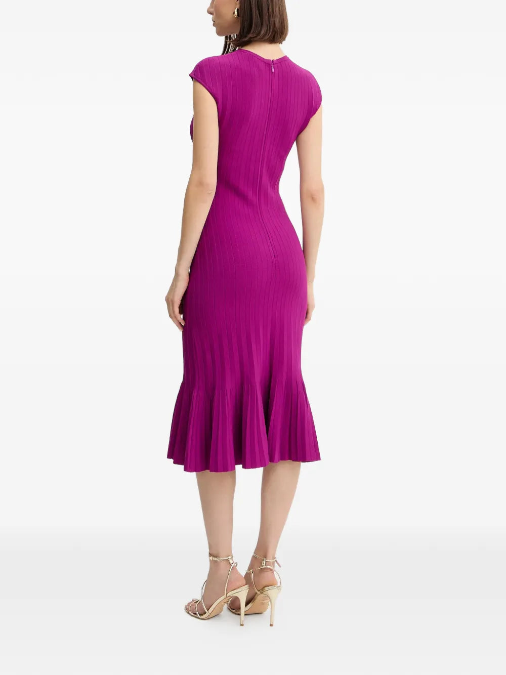 Herve Leger Bridget Ribbed Pleated Midi Dress