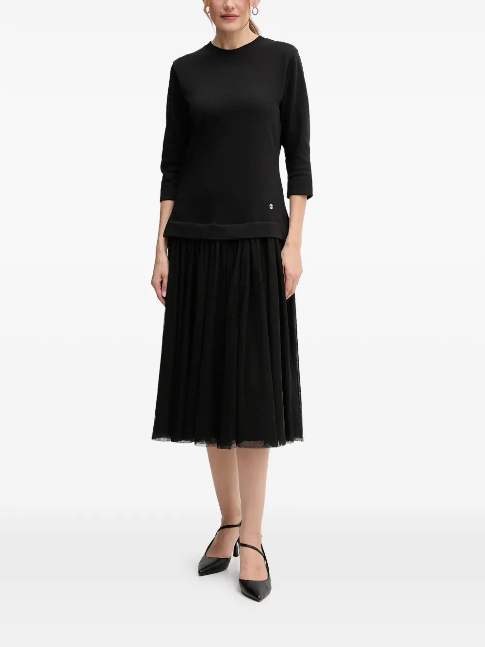 Joop Three Quarter Sleeve Tulle Dress