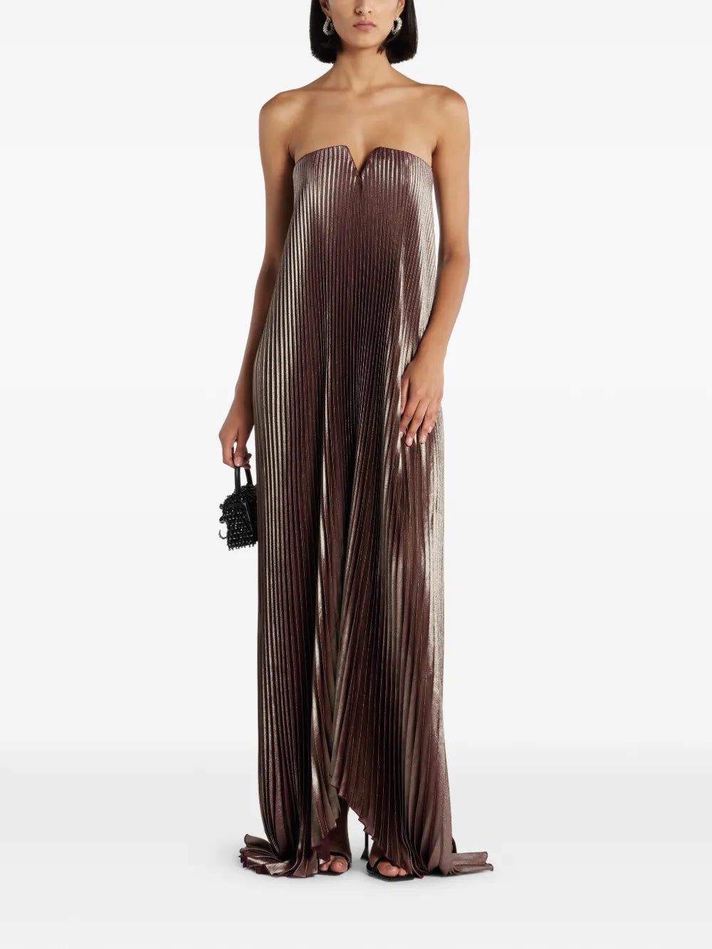 Lidee Black Tie Pleated Maxi Dress
