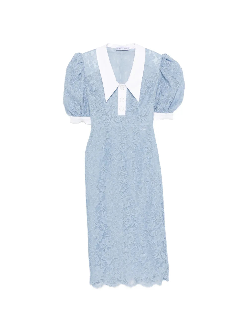 Rowen Rose Puffy Sleeves Lace Midi Dress