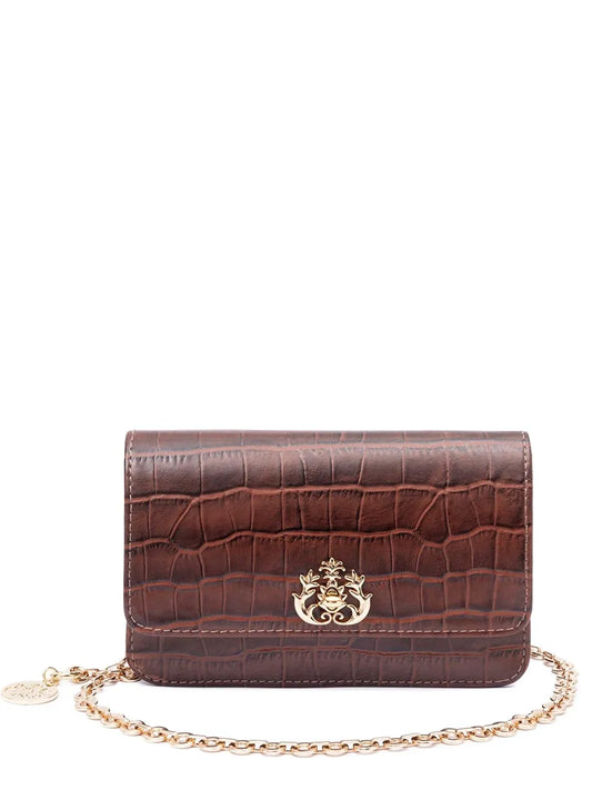 Isla Croc Embossed Chain Shoulder Bag