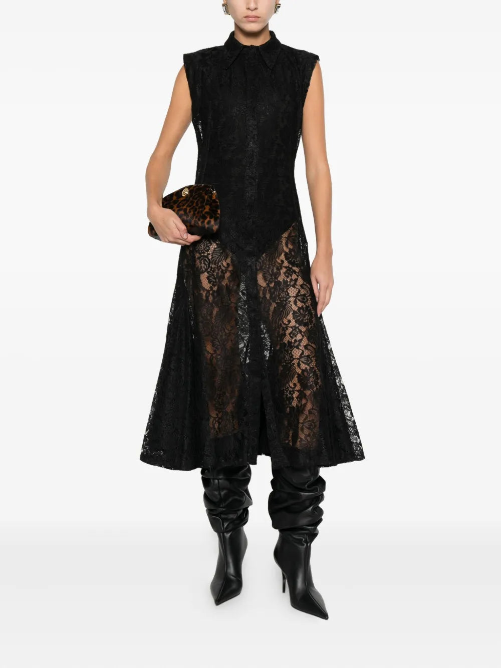Miau By Clara Rotescu Laced Midi Dress