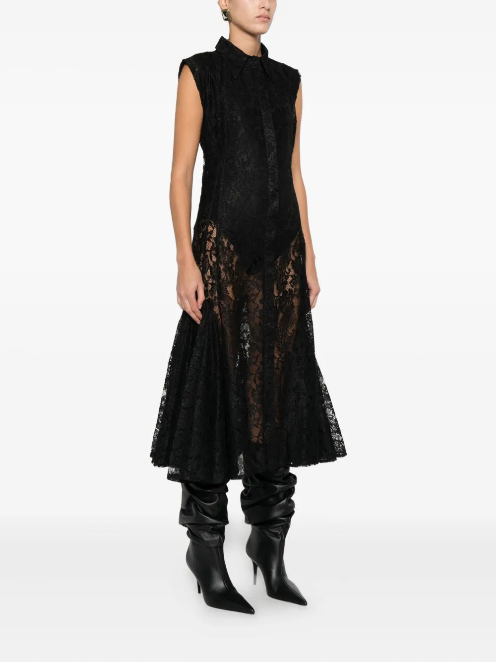 Miau By Clara Rotescu Laced Midi Dress