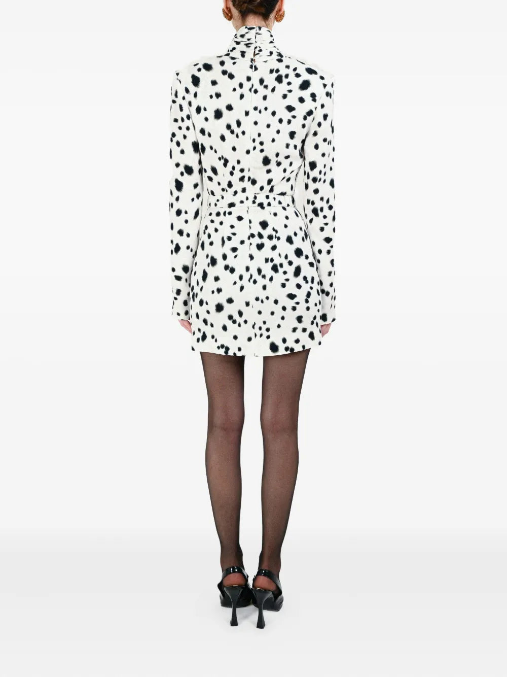 Rowen Rose Dalmatian Draped Collar Mini Dress
