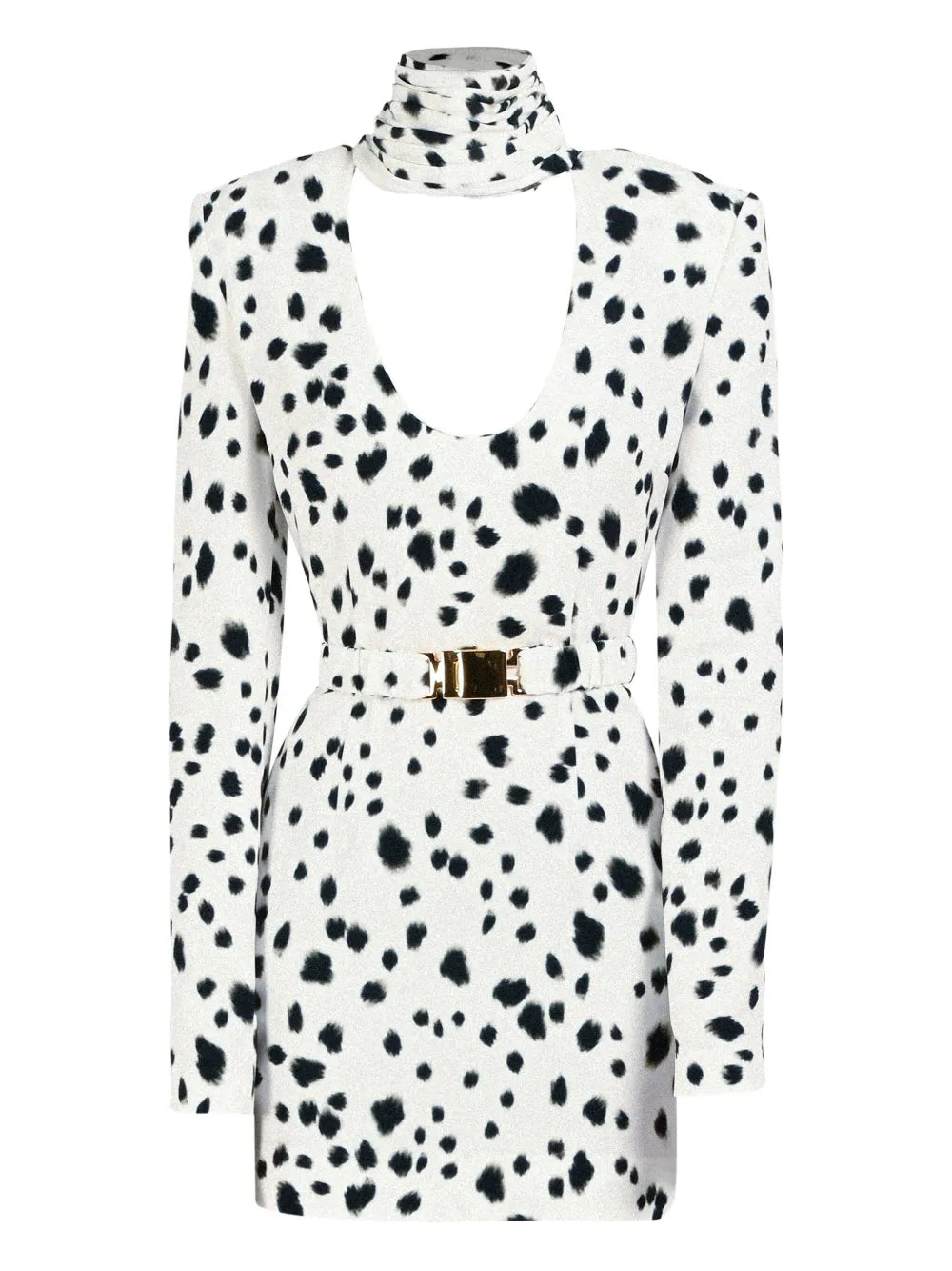 Rowen Rose Dalmatian Draped Collar Mini Dress