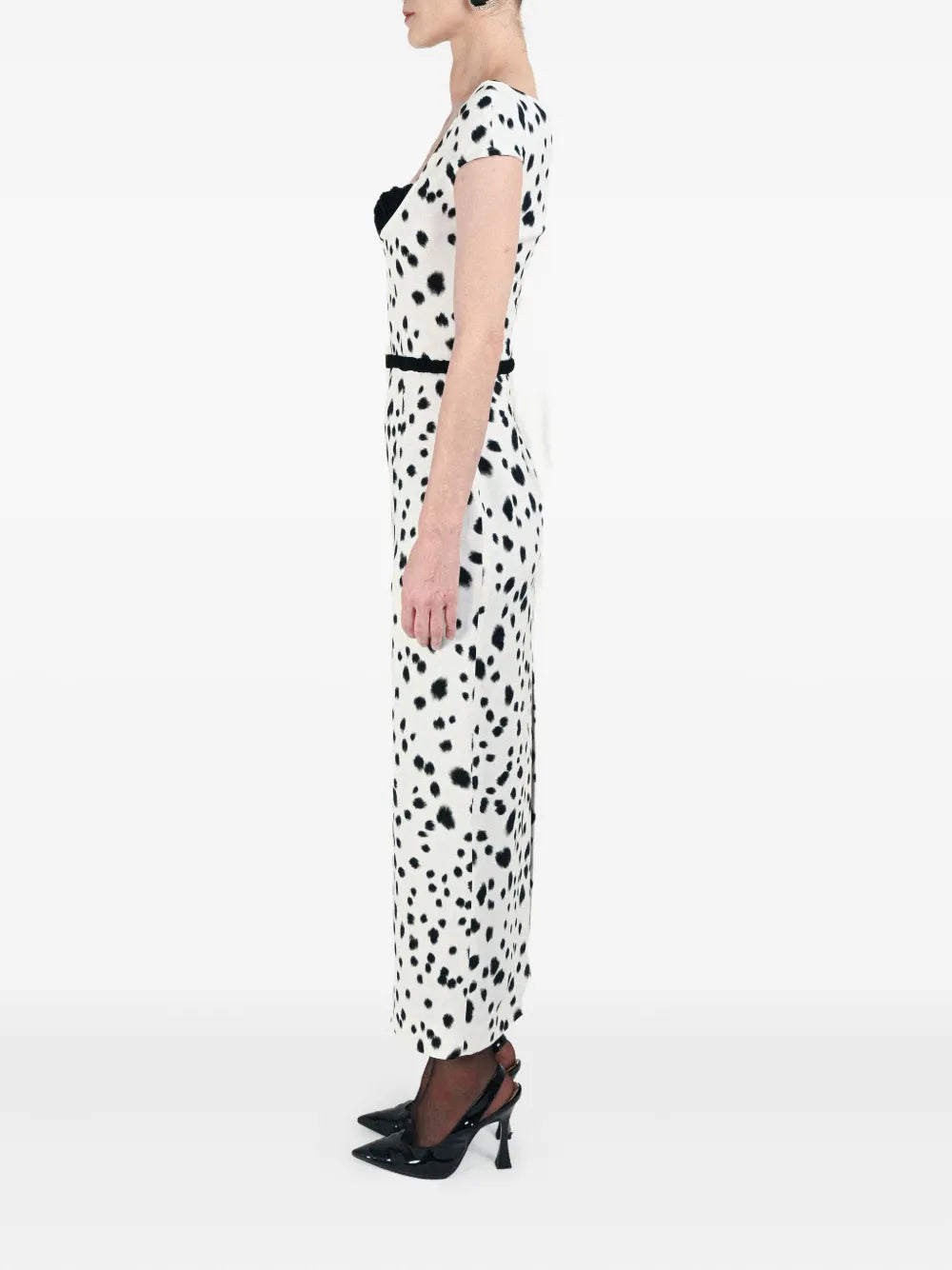 Rowen Rose Dalmatian Pattern Bra Detail Belt Dress