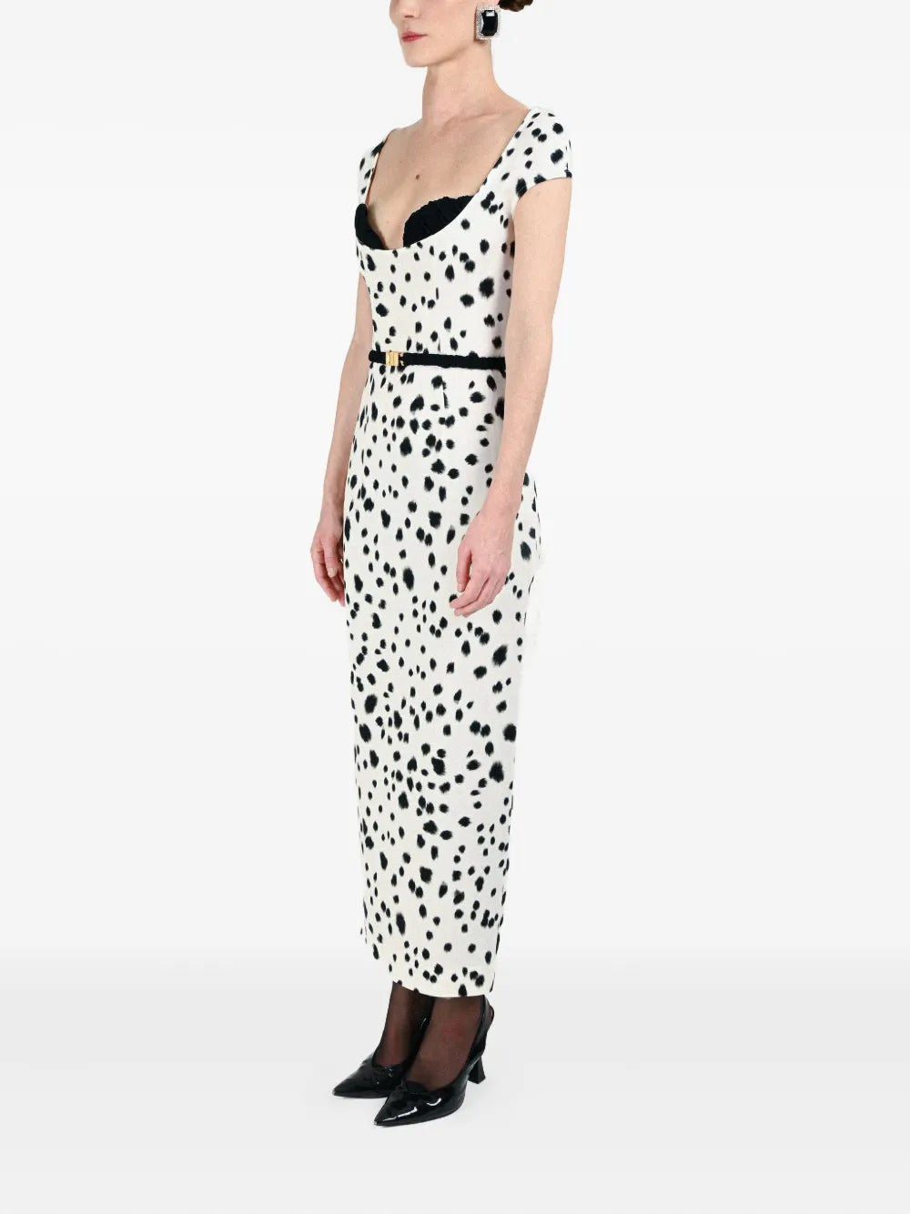 Rowen Rose Dalmatian Pattern Bra Detail Belt Dress