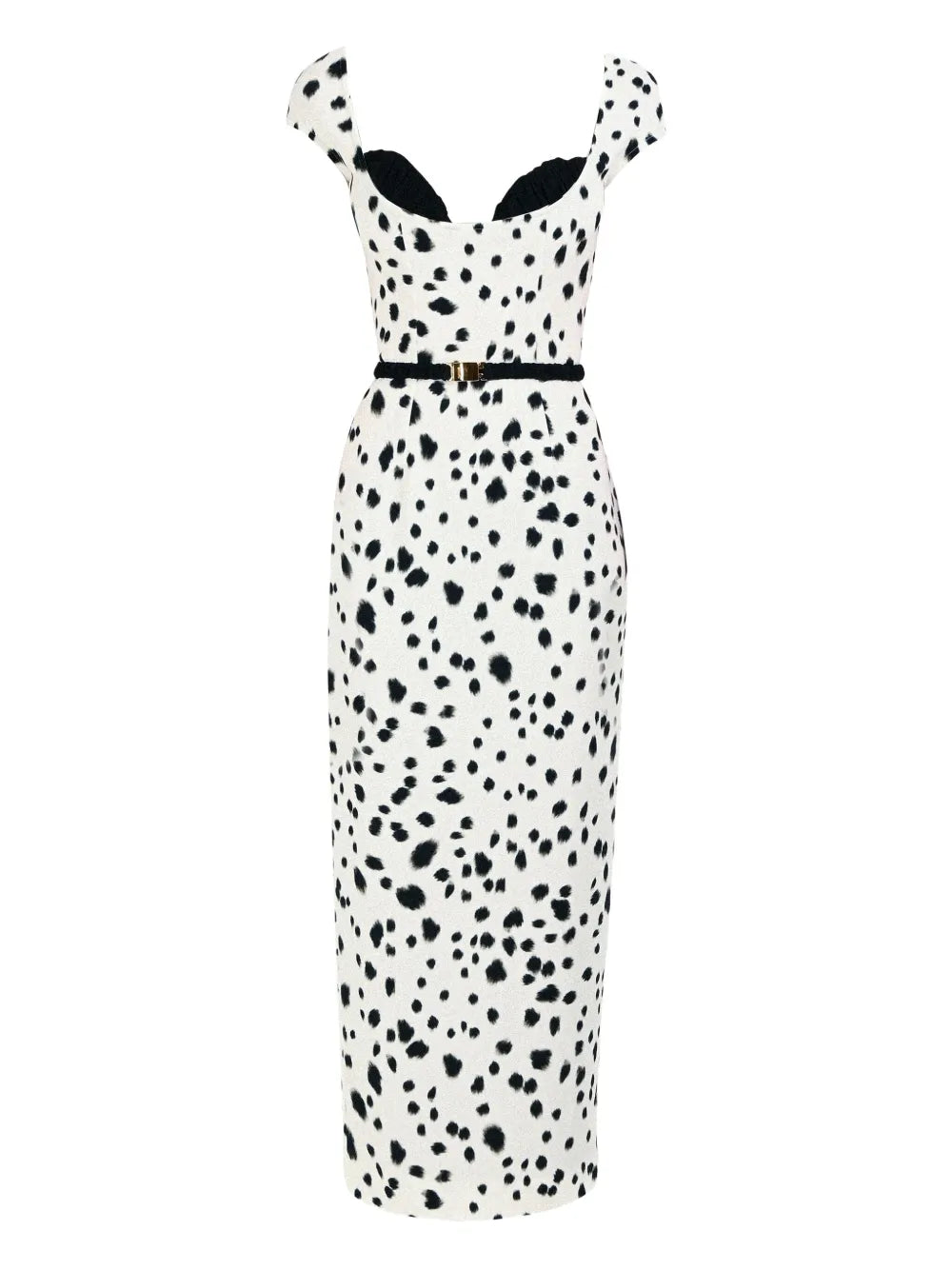 Rowen Rose Dalmatian Pattern Bra Detail Belt Dress
