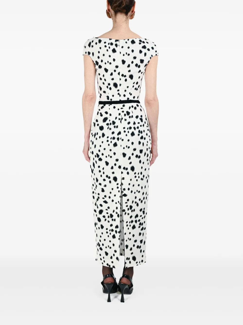 Rowen Rose Dalmatian Pattern Bra Detail Belt Dress