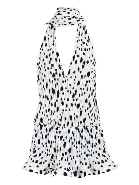 Rowen Rose Dalmatian Pattern Pleated Dress