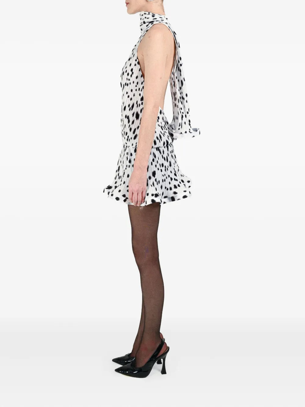 Rowen Rose Dalmatian Pattern Pleated Dress