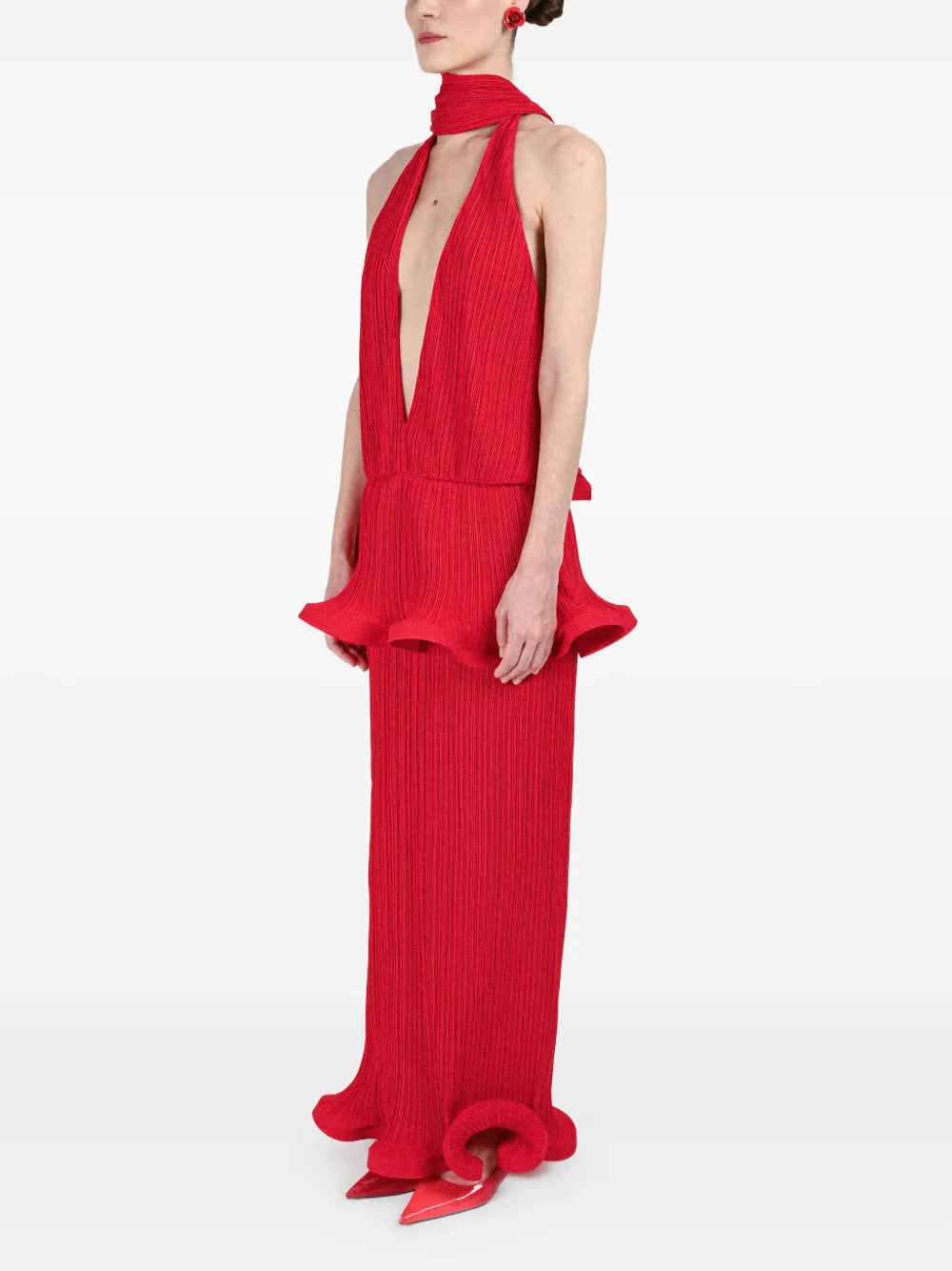 Rowen Rose Pleated Plunging Neck Dress
