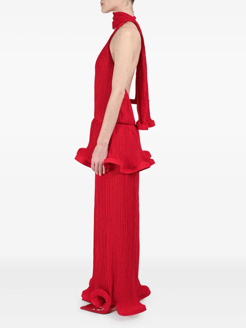 Rowen Rose Pleated Plunging Neck Dress
