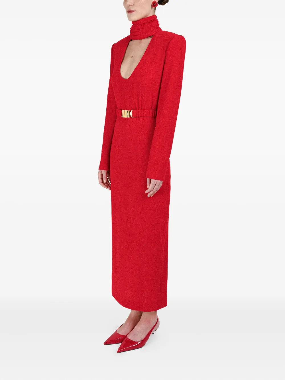 Rowen Rose Draped Collar Belted Dress