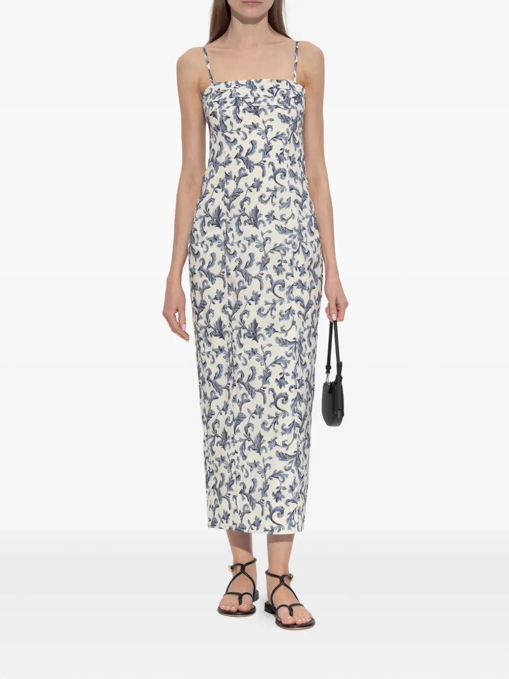 Posse Rue Baroque Print Strappy Midi Dress