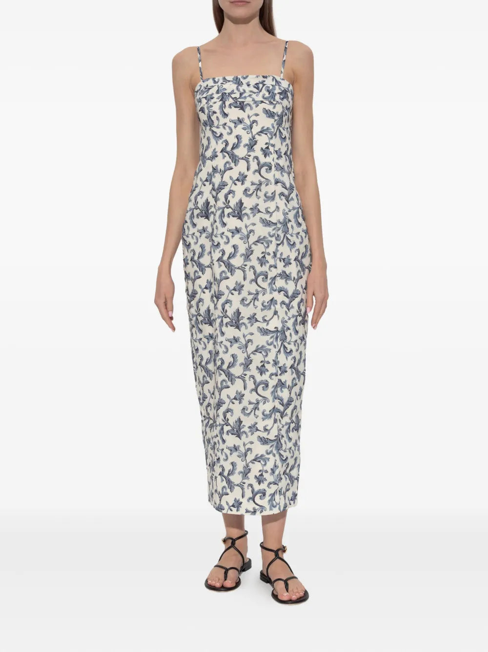 Posse Rue Baroque Print Strappy Midi Dress