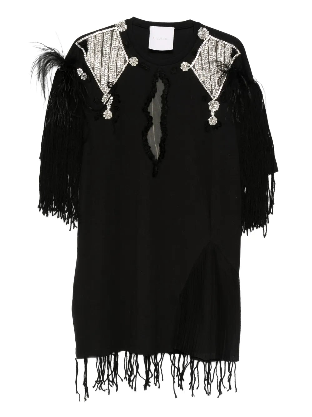 Loulou Feather Embellished Mini Dress