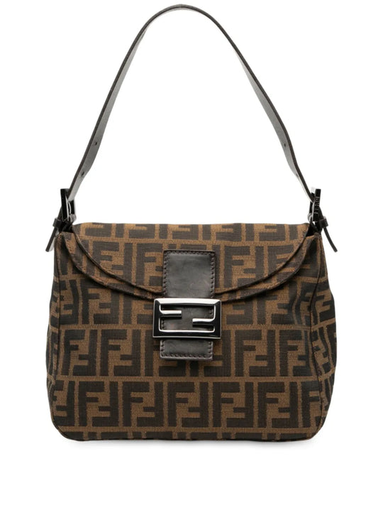 Fendi Pre Owned 20Th Century Zucca Canvas Double Flap Mamma Shoulder Bag