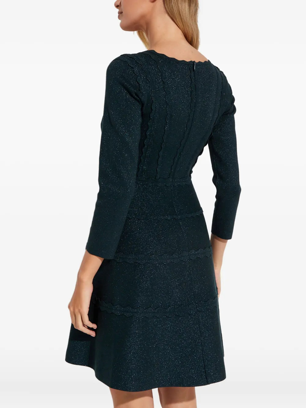 Needle Thread V Neck Mini Dress
