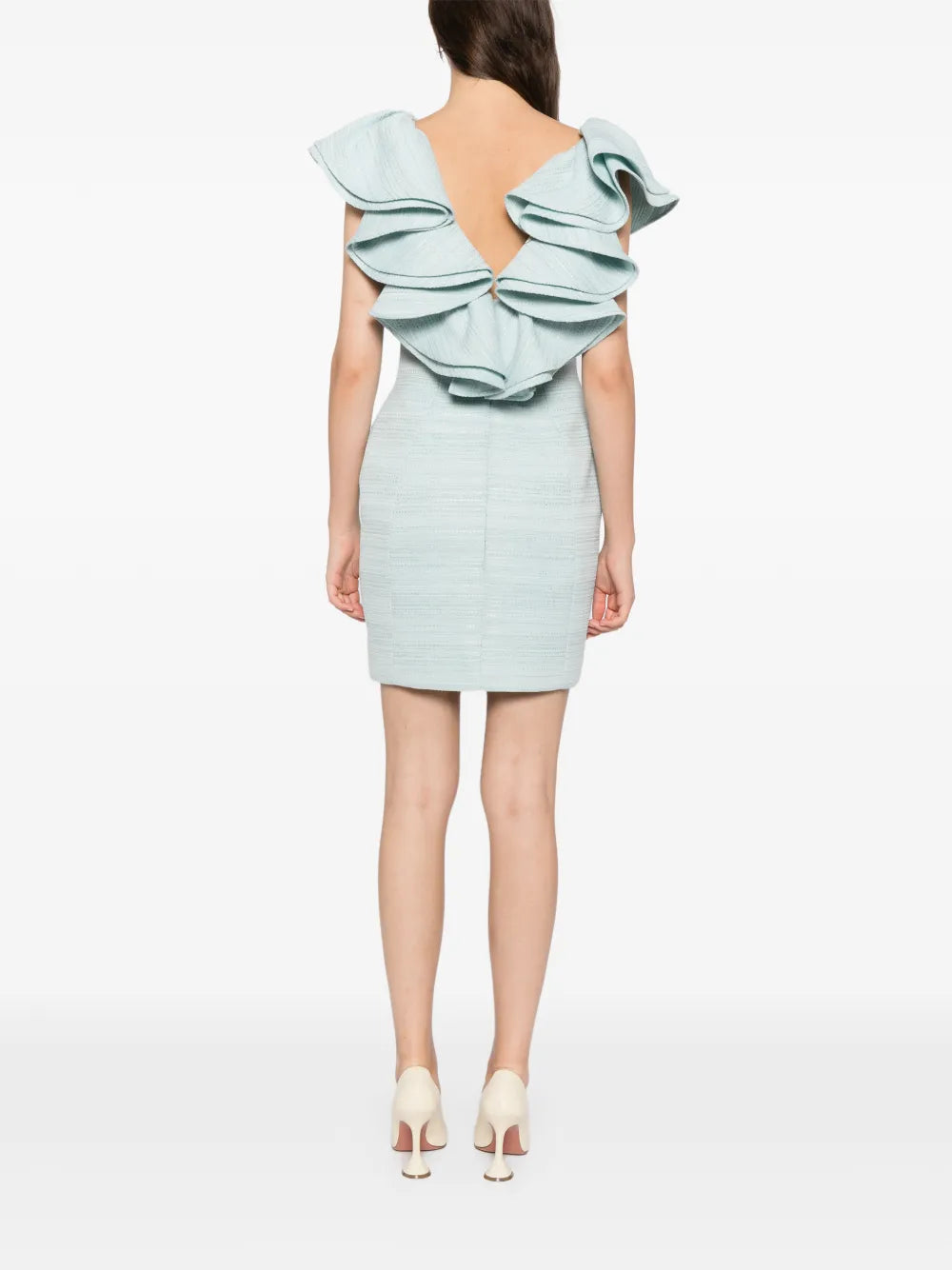 Saiid Kobeisy Ruffled Tweed Short Dress