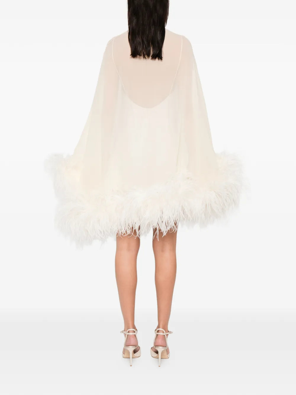 Taller Marmo Feather Detail High Neck Mini Dress