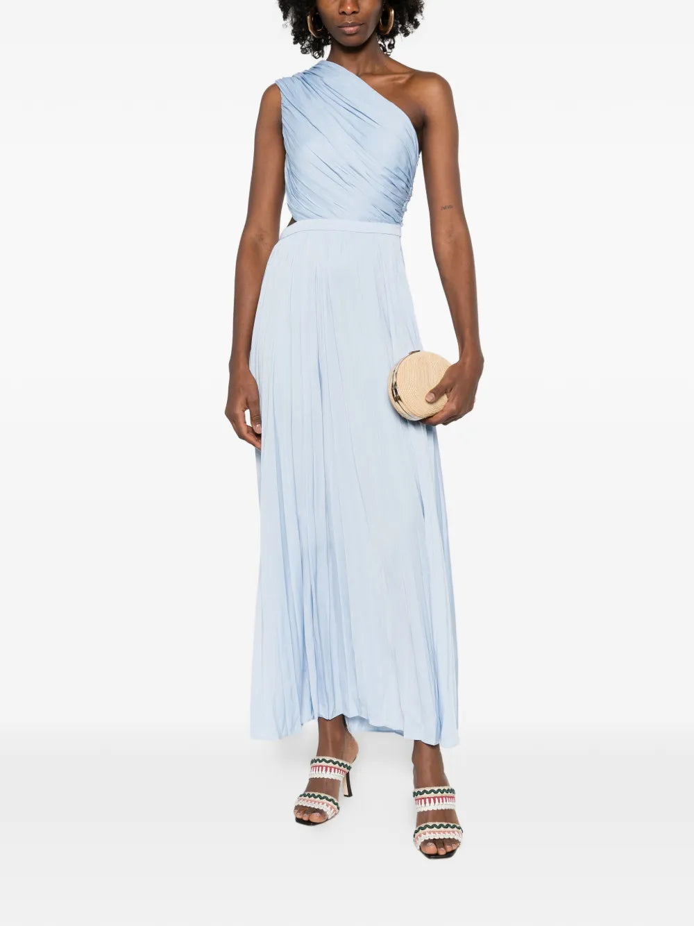 Maje Cut Out One Shoulder Midi Dress