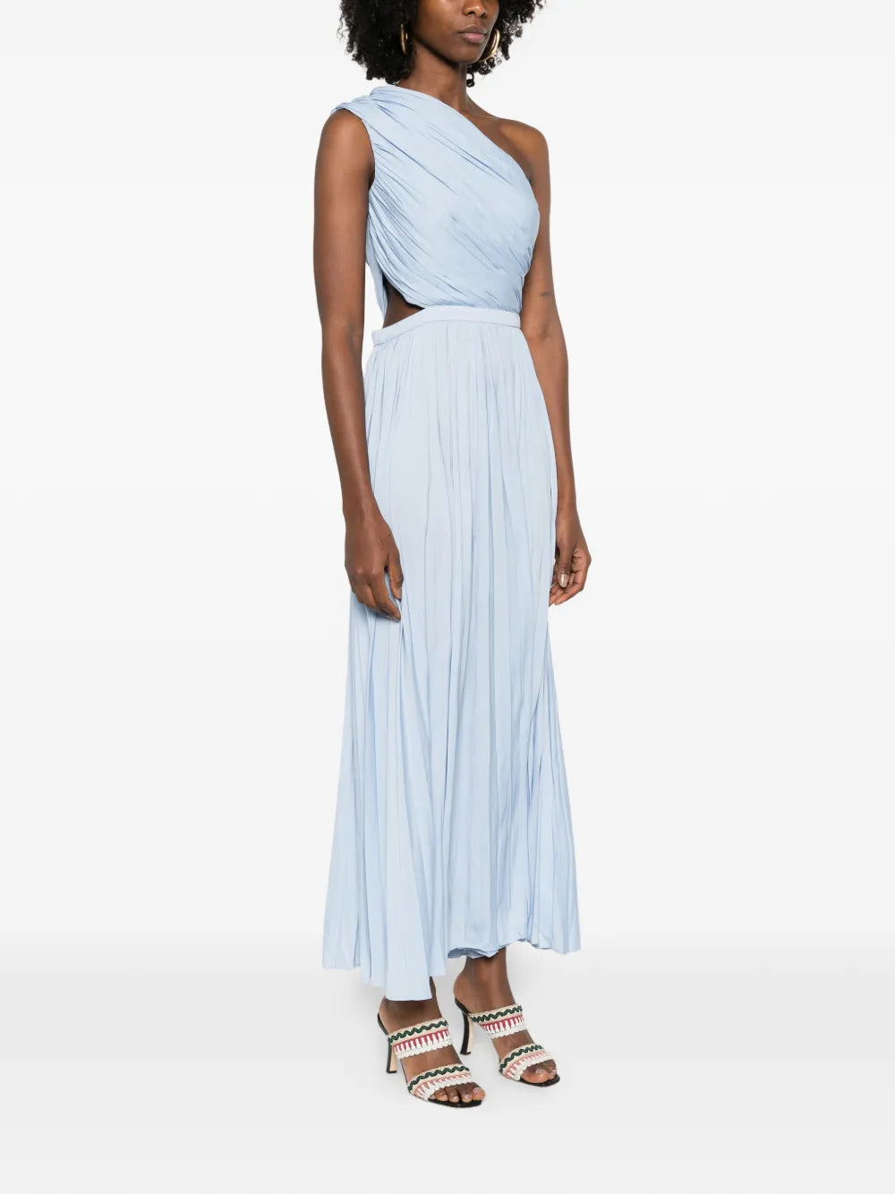 Maje Cut Out One Shoulder Midi Dress