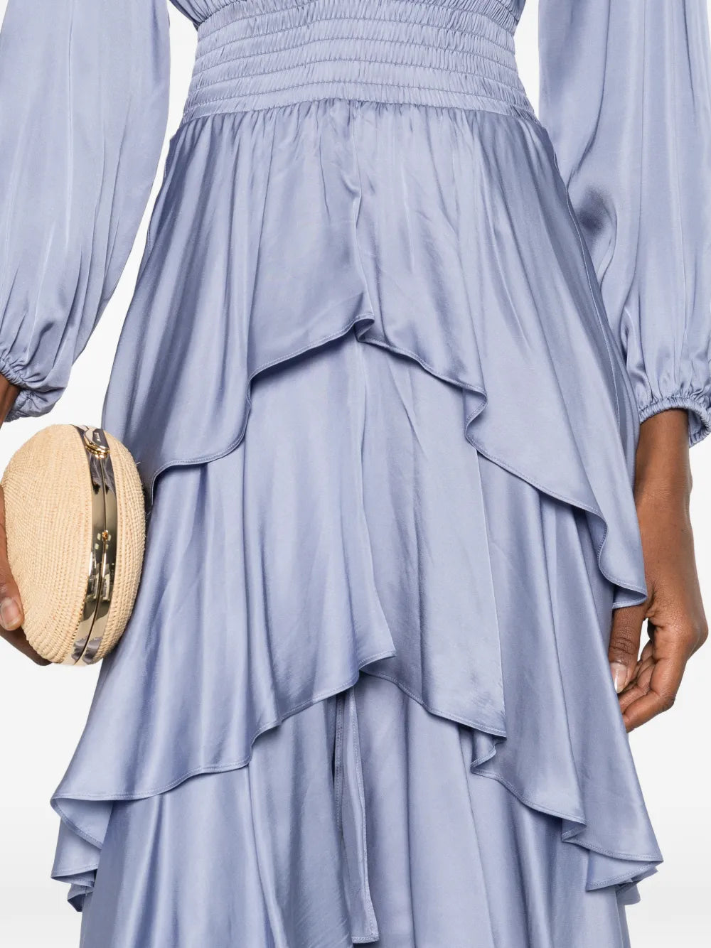 Maje Ruffled V Neck Midi Dress