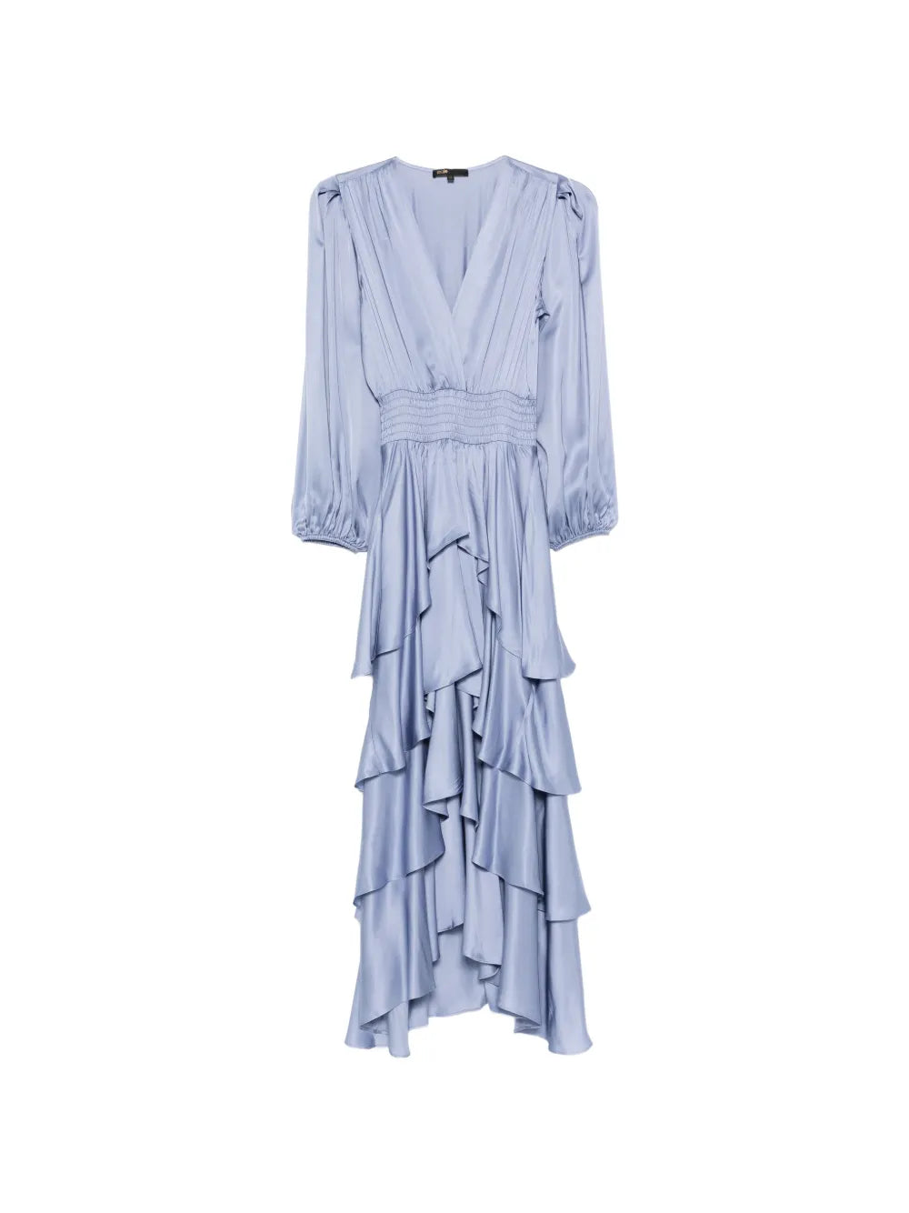 Maje Ruffled V Neck Midi Dress