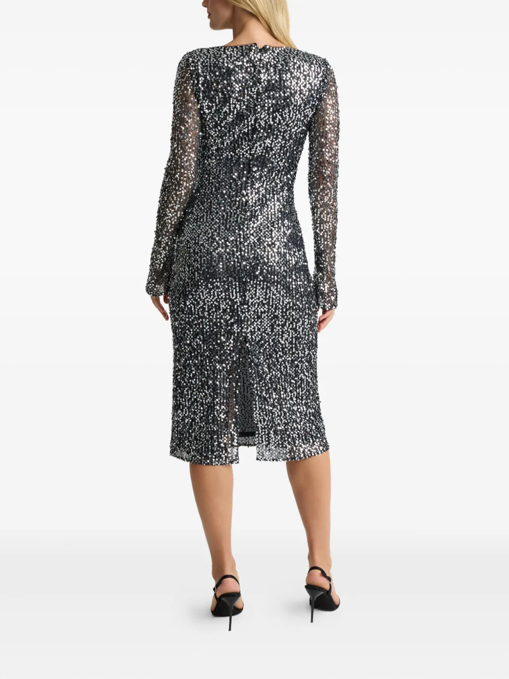 St John Paillette Scoop Neck Midi Dress