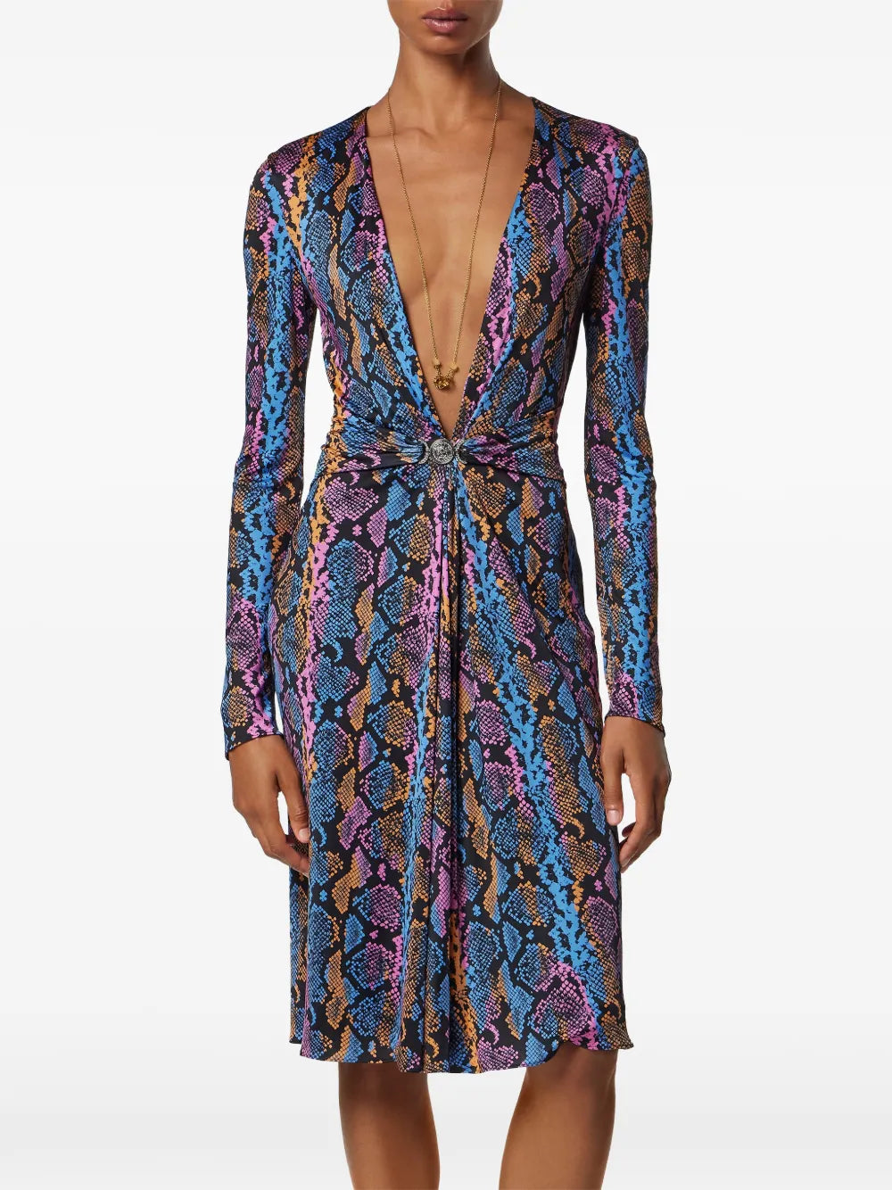 Versace Python Print Midi Dress