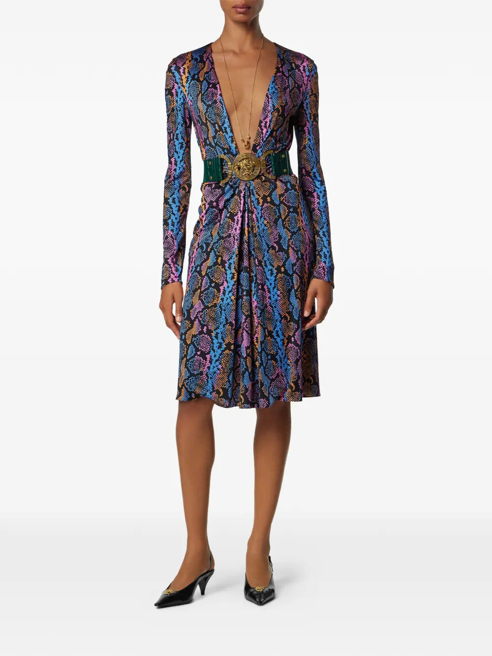 Versace Python Print Midi Dress
