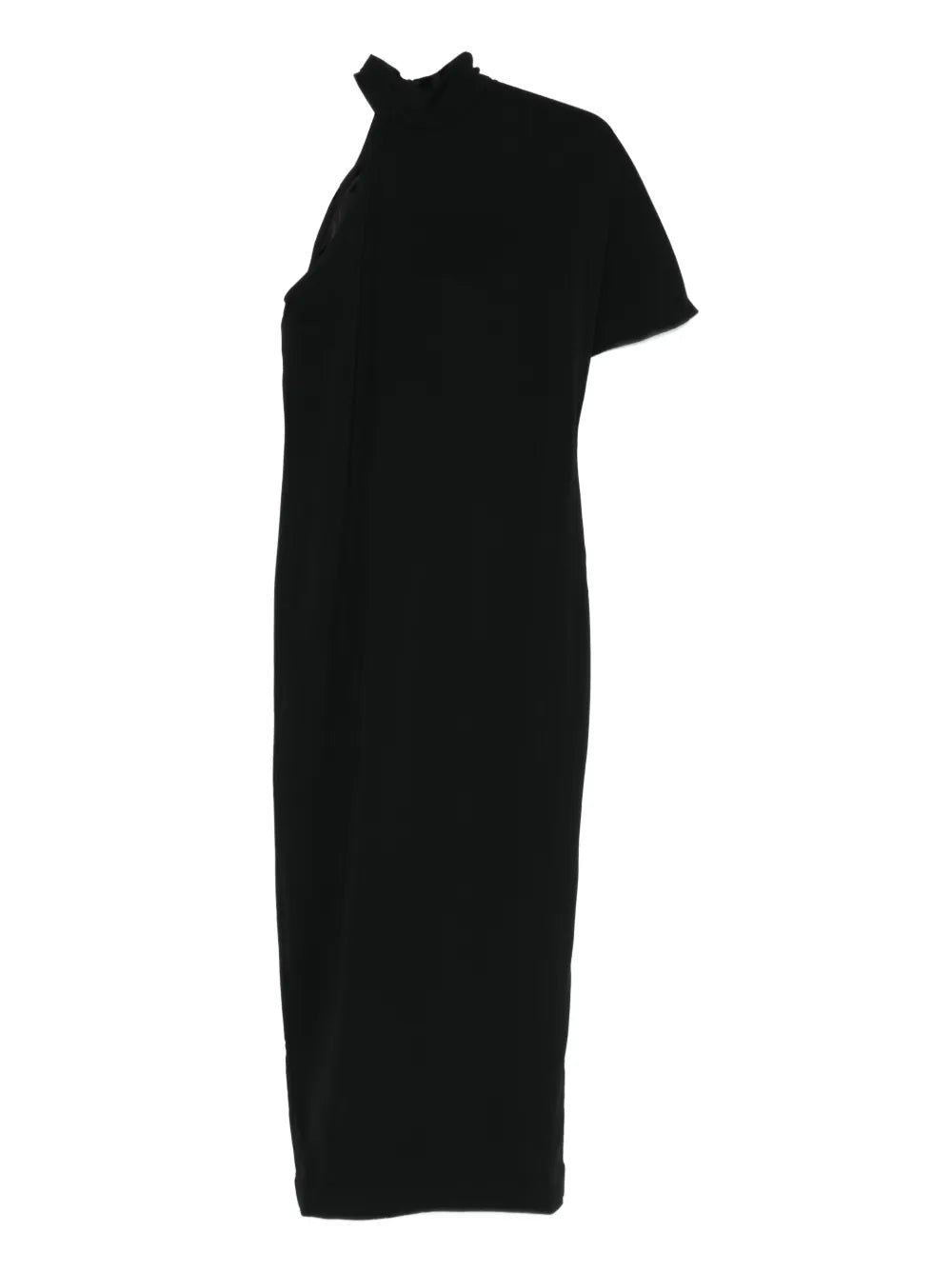 Taller Marmo High Neck Asymmetrical Sleeve Midi Dress
