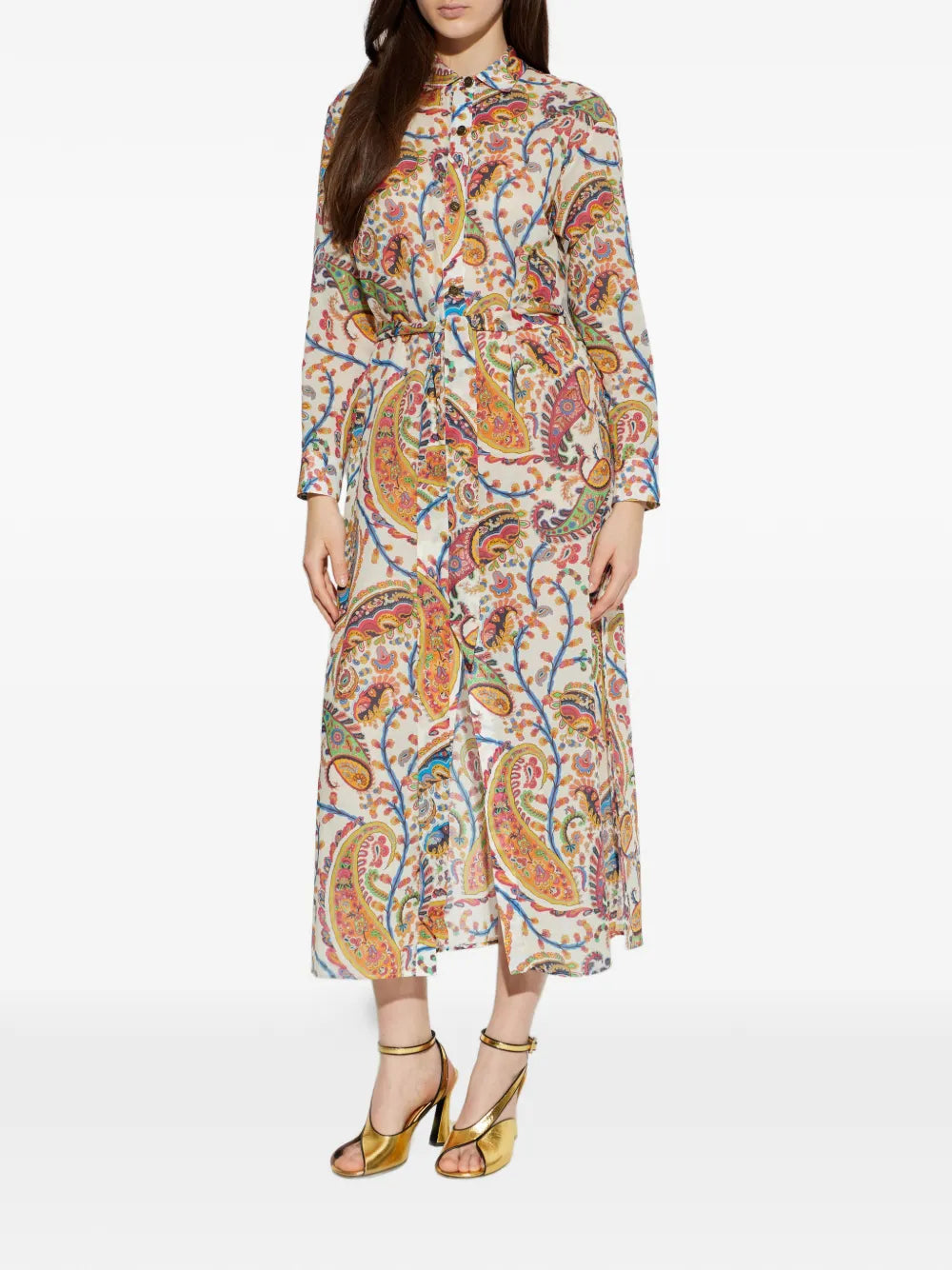 Etro Paisley Pattern Tie Belt Midi Dress