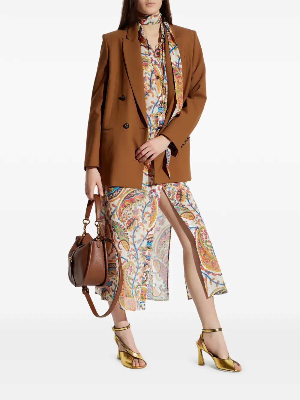 Etro Paisley Pattern Tie Belt Midi Dress