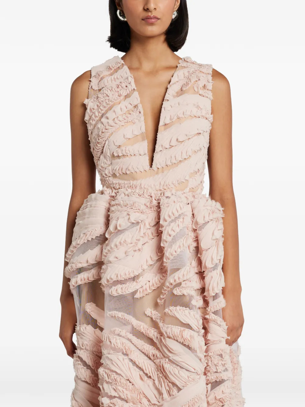 Greta Constantine Ruffled V Neck Dress