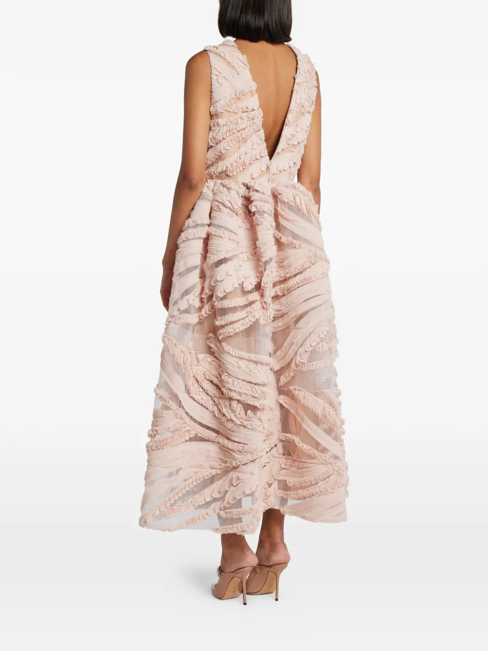 Greta Constantine Ruffled V Neck Dress