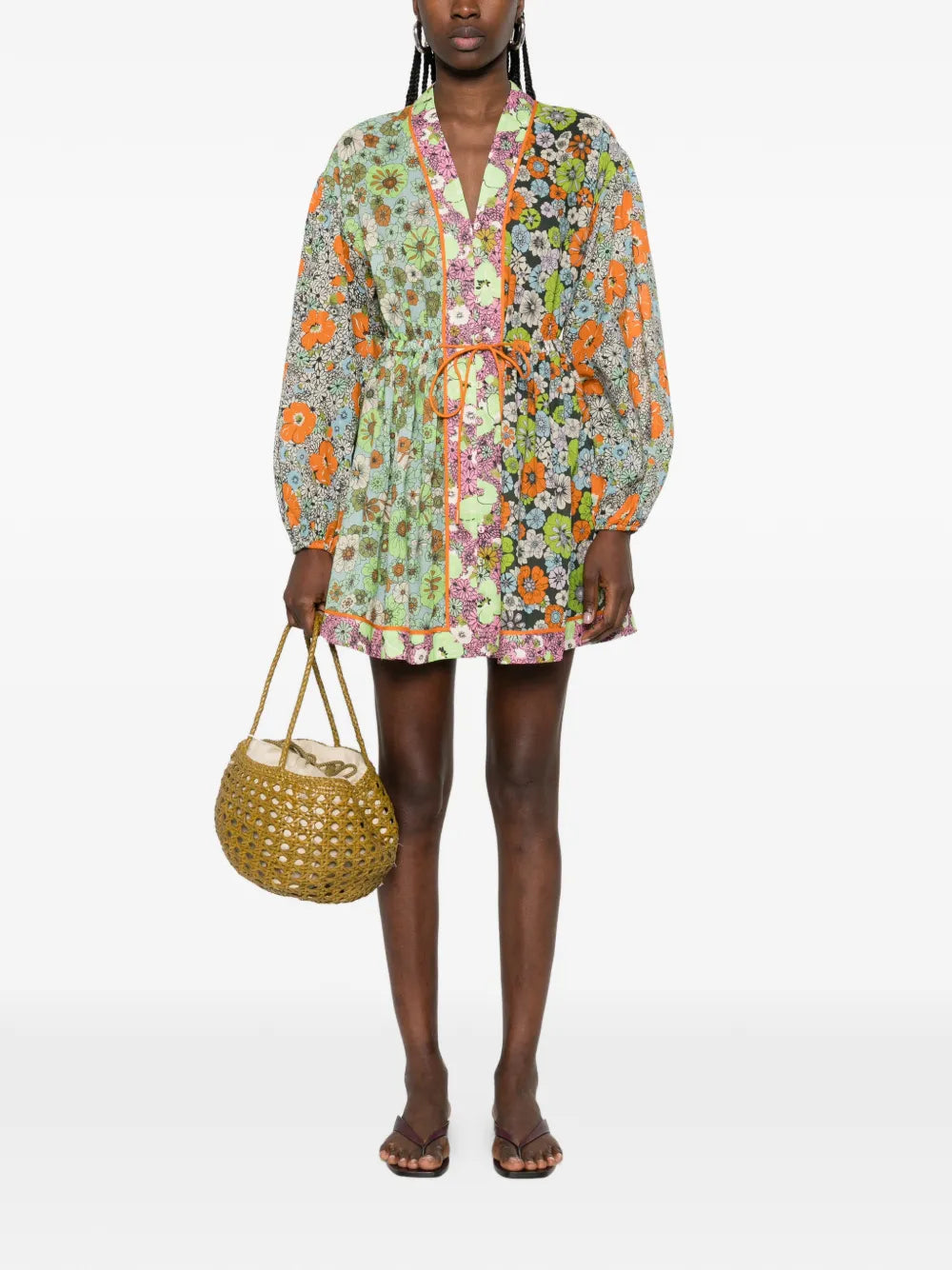 Alemais Mini Floral Print Tie Dress