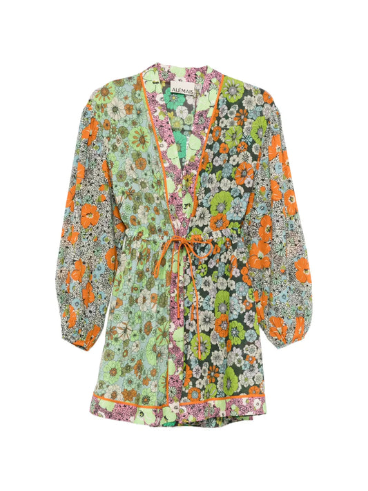Alemais Mini Floral Print Tie Dress