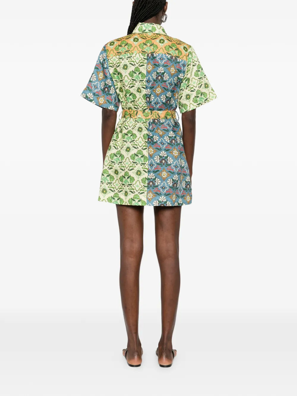 Alemais Ali Spliced Floral Print Belted Mini Dress