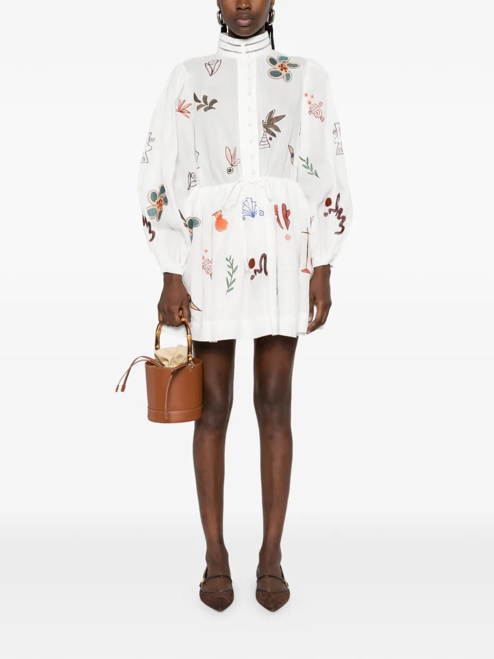 Alemais X Lrnce Mina Floral Embellishment Mini Dress