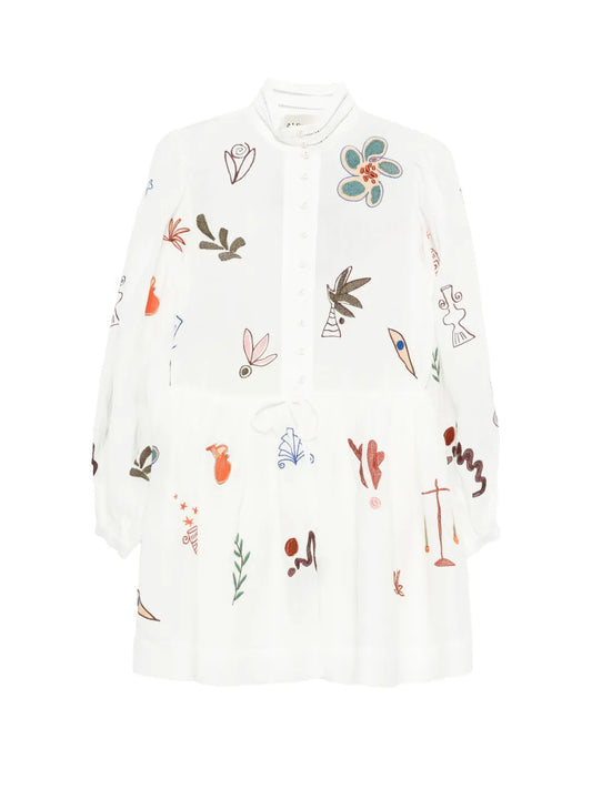 Alemais X Lrnce Mina Floral Embellishment Mini Dress