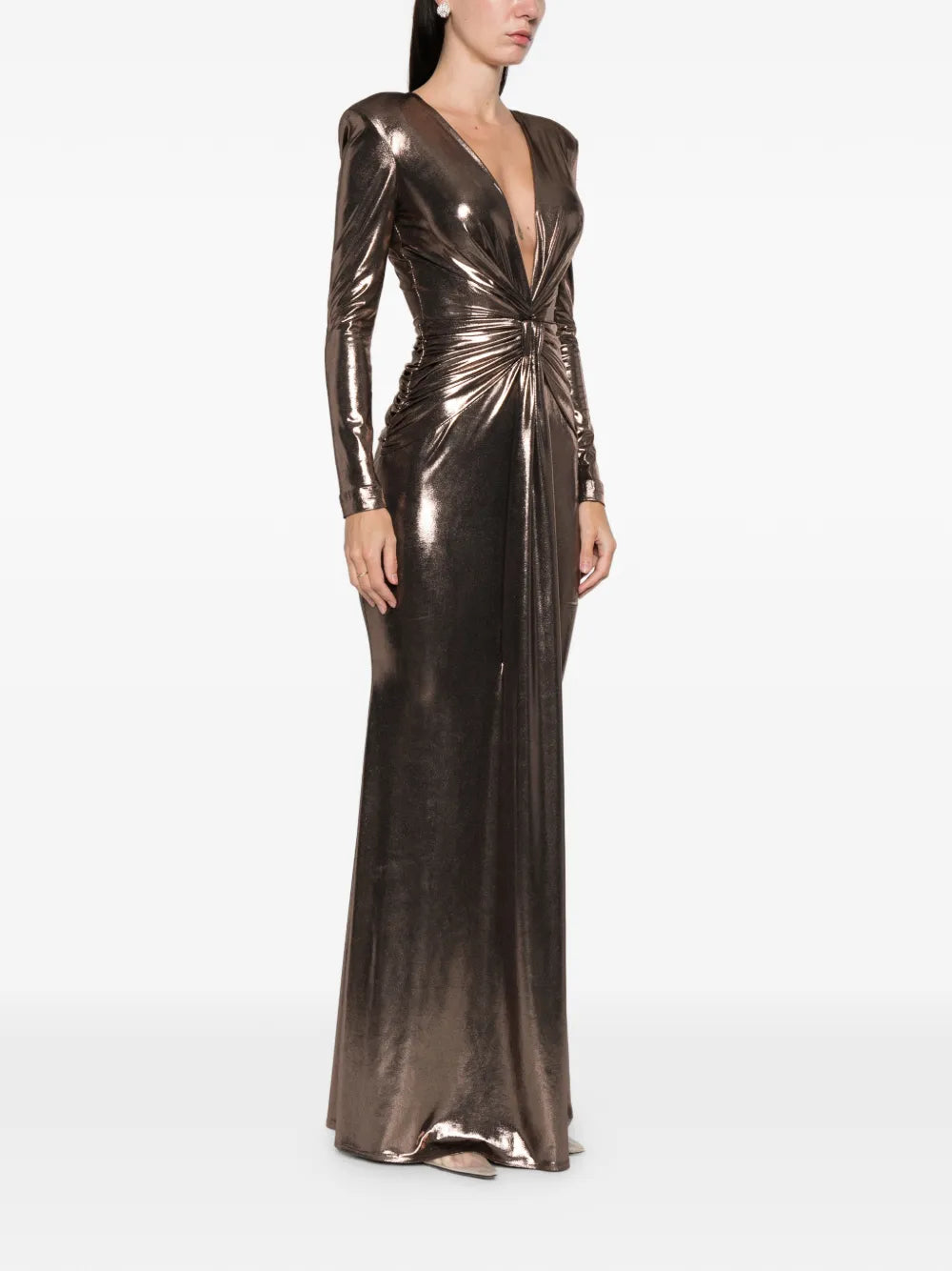 Cristallini Liora Knot Long Sleeve Maxi Dress