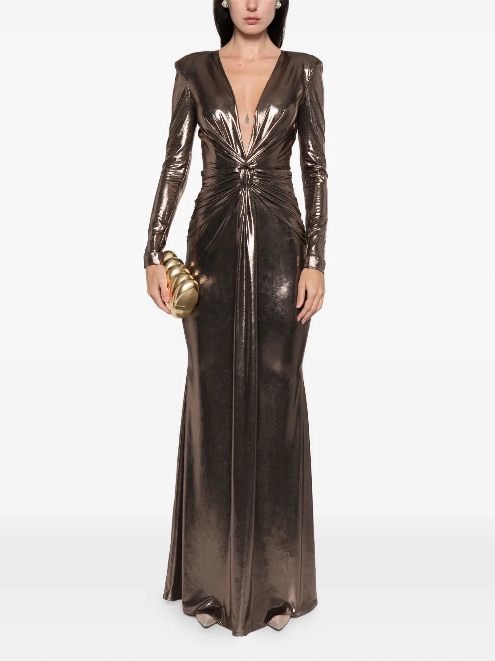 Cristallini Liora Knot Long Sleeve Maxi Dress