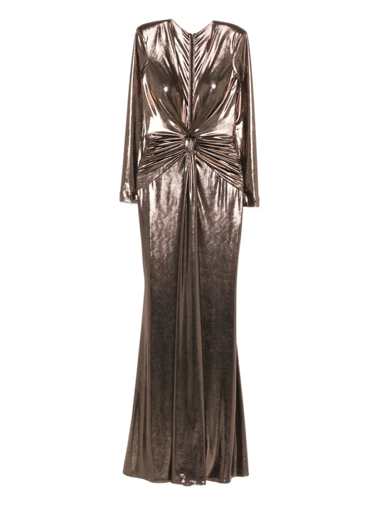 Cristallini Liora Knot Long Sleeve Maxi Dress