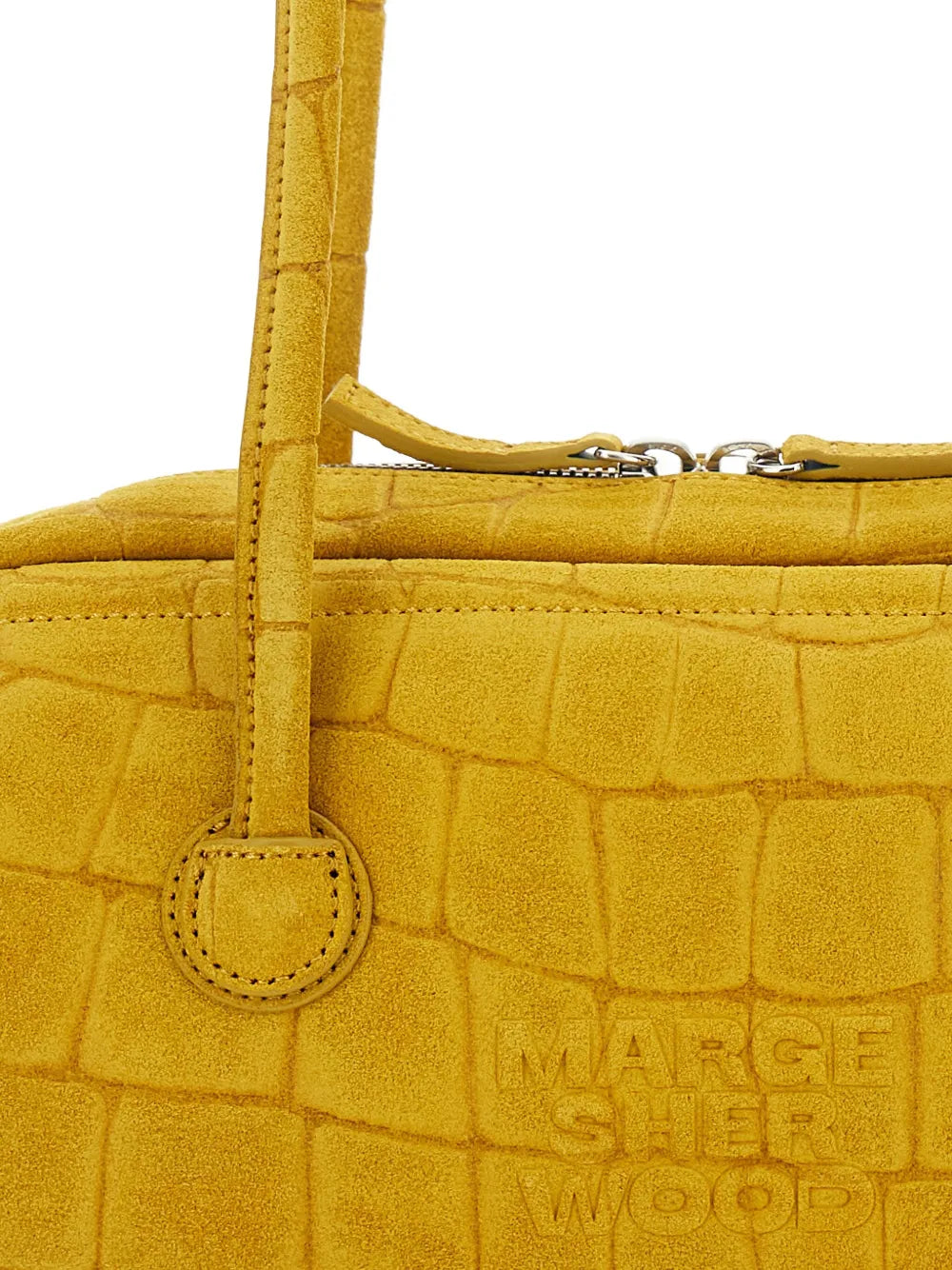 Marge Sherwood Boston Crocodile Embossed Shoulder Bag