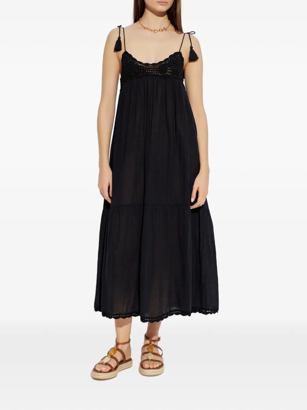 Ulla Johnson Linnea Tassel Crochet Midi Dress