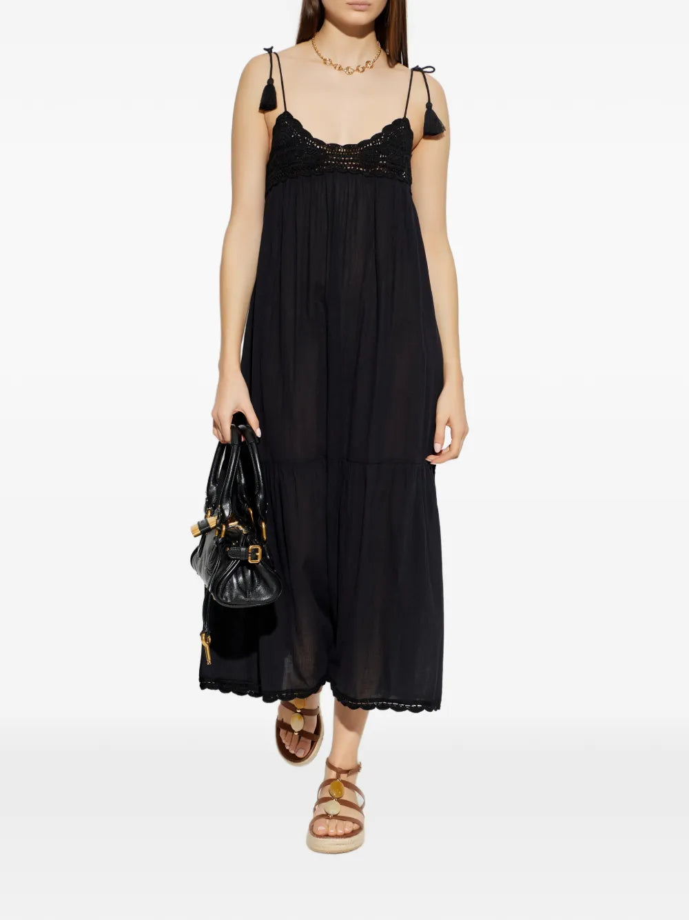 Ulla Johnson Linnea Tassel Crochet Midi Dress